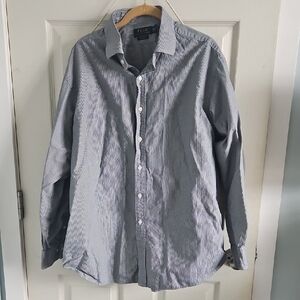 Vintage BLUE LAbel Polo by Ralph Lauren Men's Striped BLue Gray Shirt